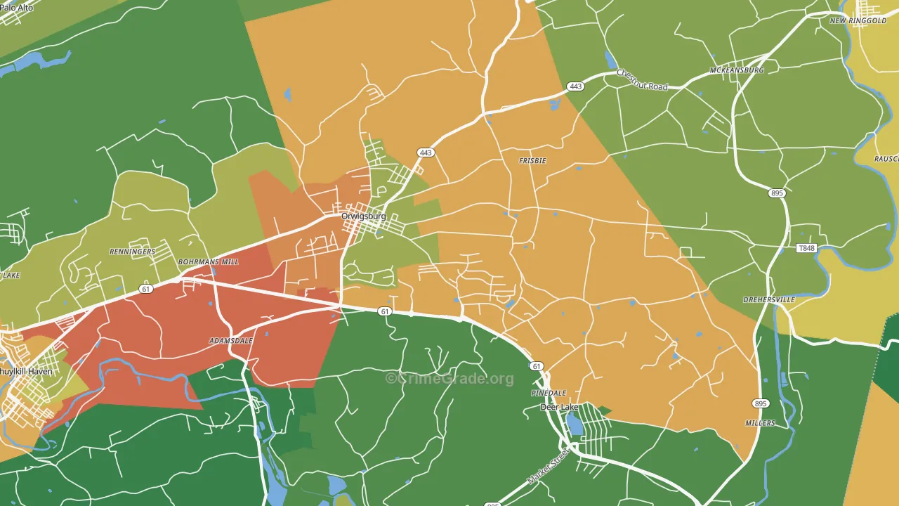 Orwigsburg, PA Map of Drug-Related Crime Rates