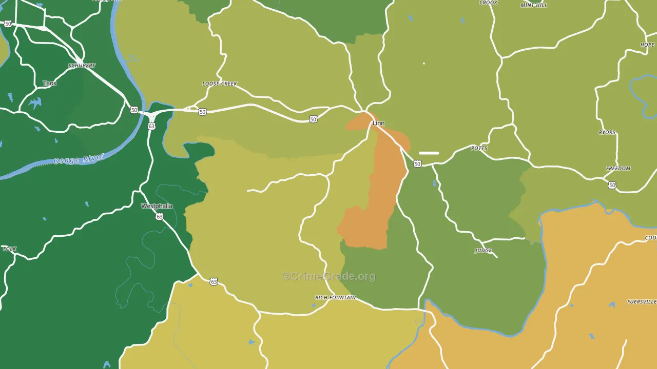 Osage County, MO Map of Drug-Related Crime Rates