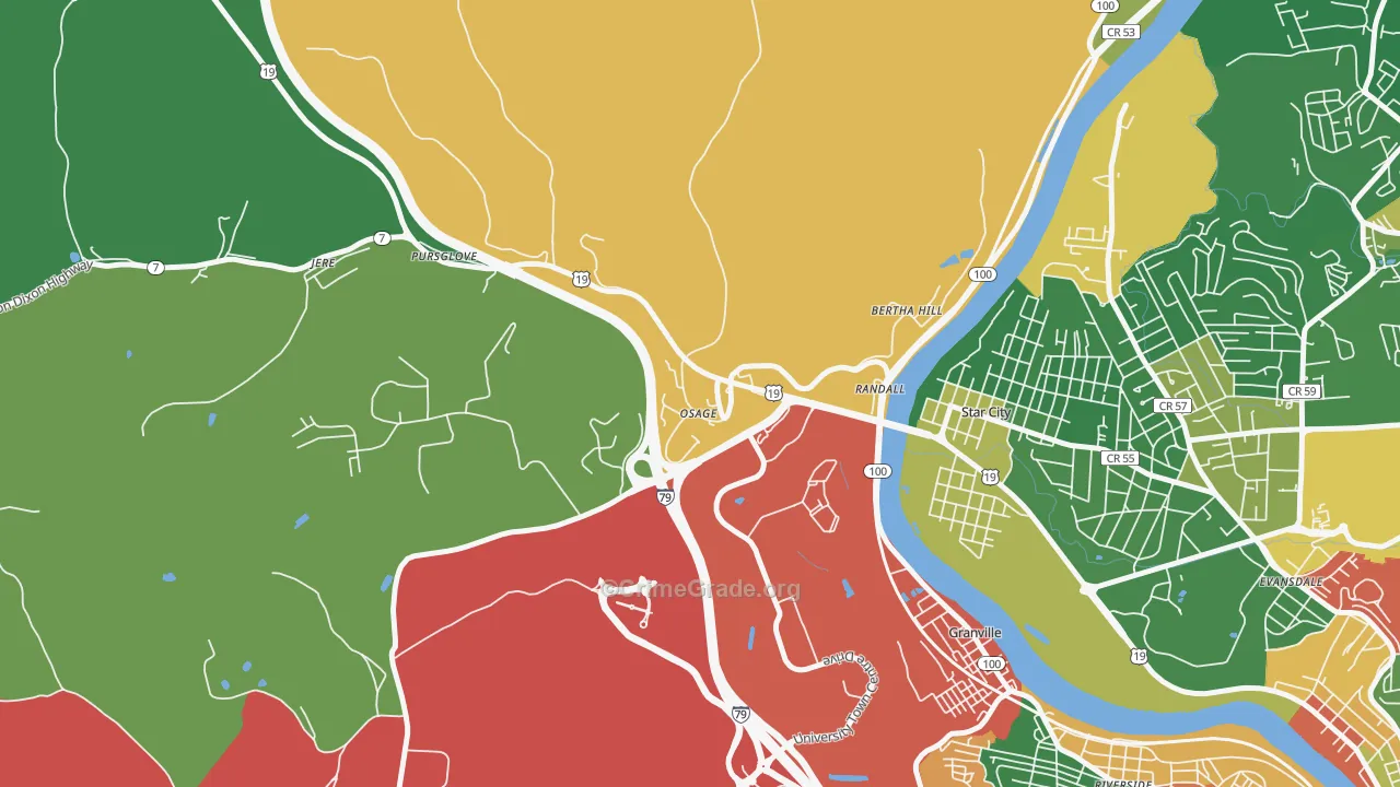 Osage, WV Map of Drug-Related Crime Rates