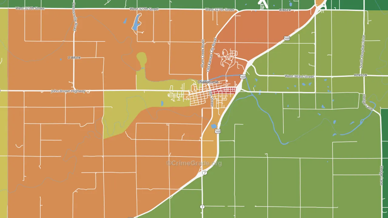 Osawatomie, KS Map of Drug-Related Crime Rates