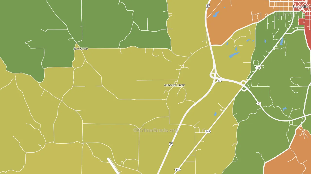 Osborne Creek, MS Map of Drug-Related Crime Rates