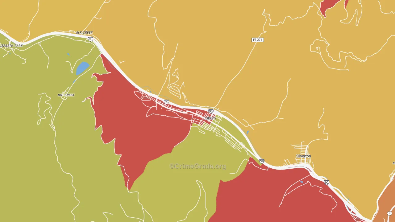 Osburn, ID Map of Drug-Related Crime Rates