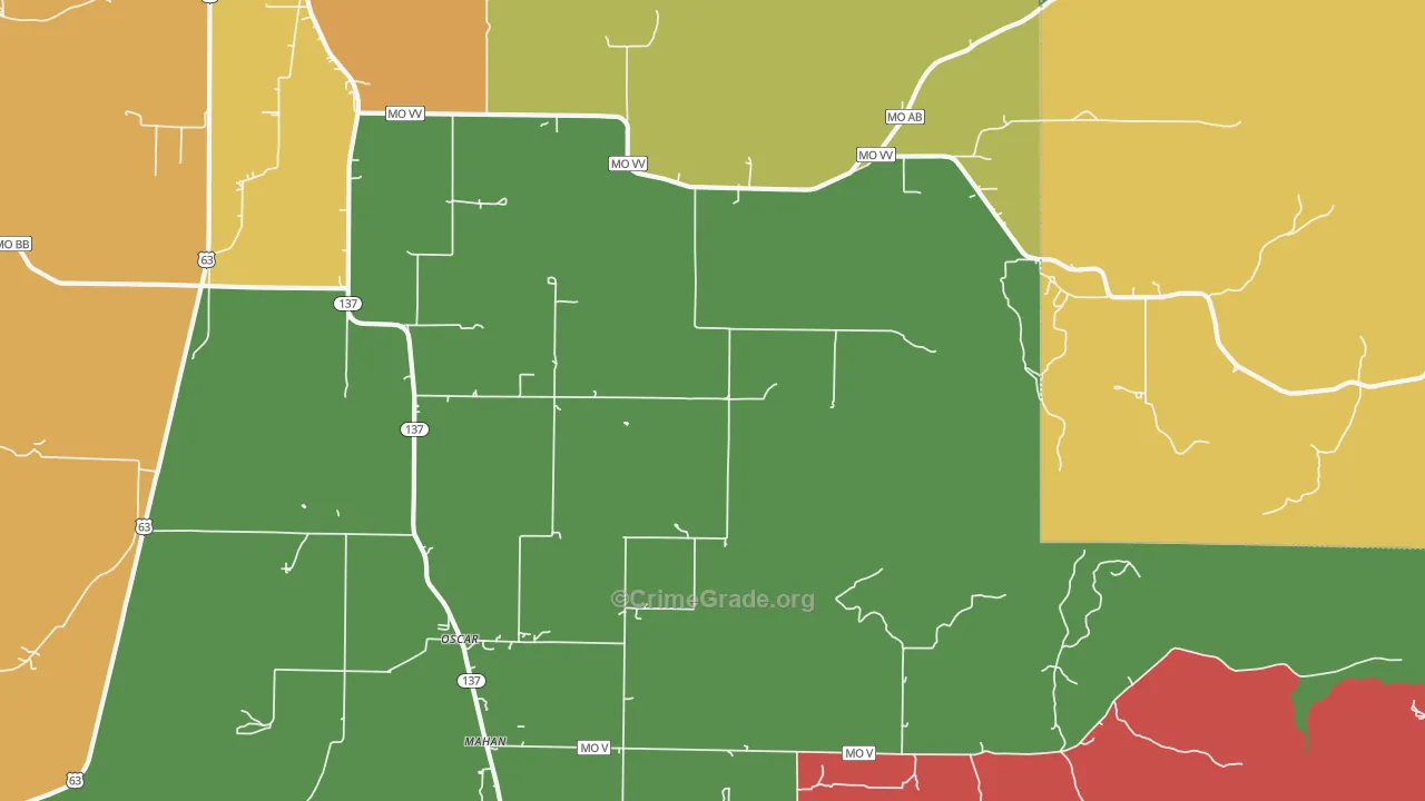 Oscar, MO Map of Drug-Related Crime Rates