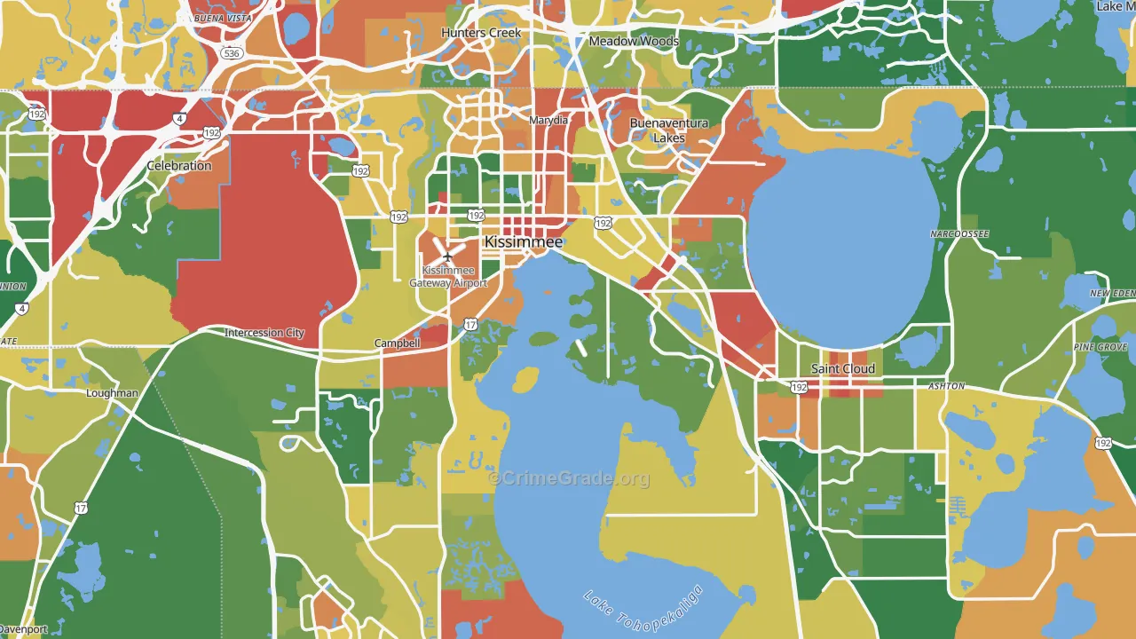 Osceola County, FL Map of Drug-Related Crime Rates