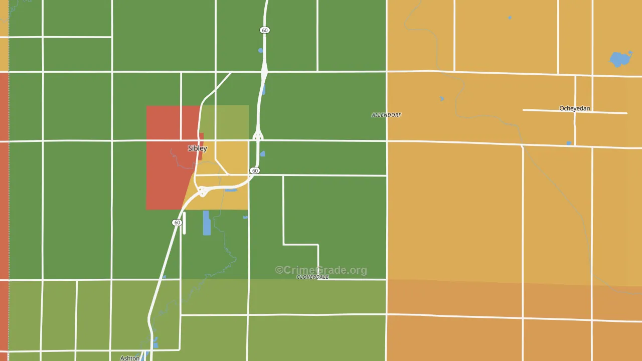 Osceola County, IA Map of Drug-Related Crime Rates