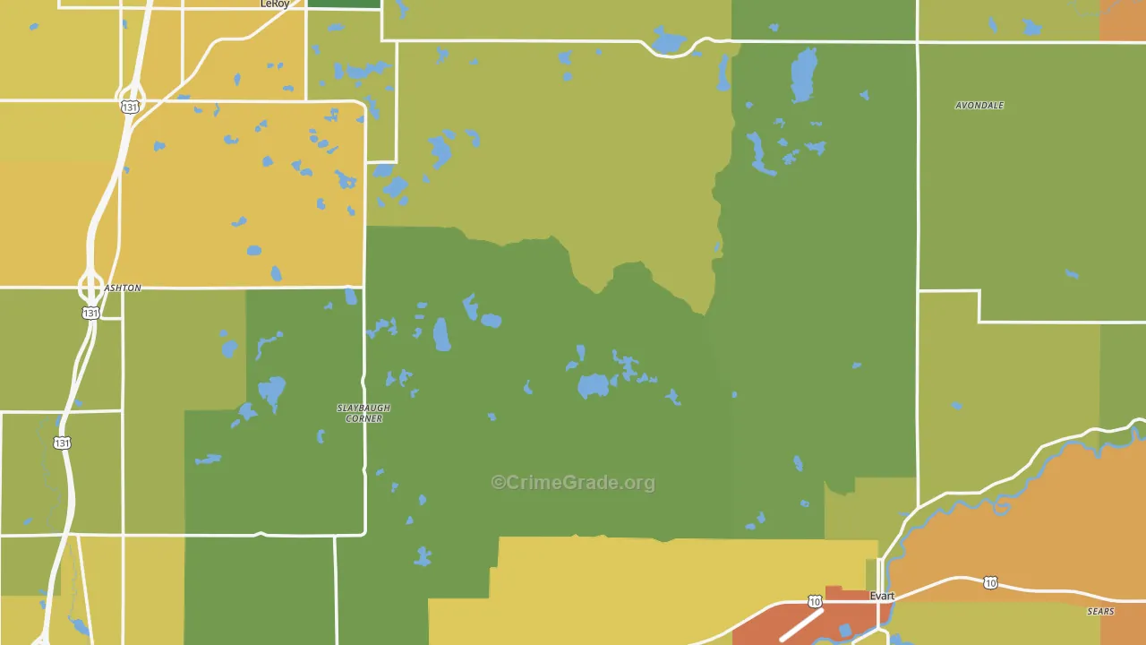 Osceola County, MI Map of Drug-Related Crime Rates