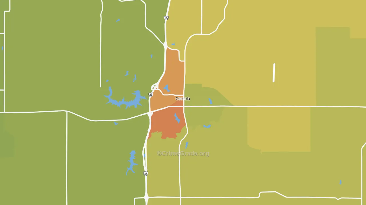 Osceola, IA Map of Drug-Related Crime Rates