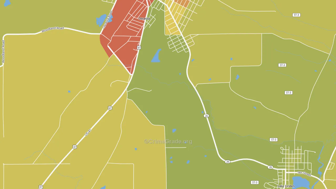 Osceola, MI Map of Drug-Related Crime Rates