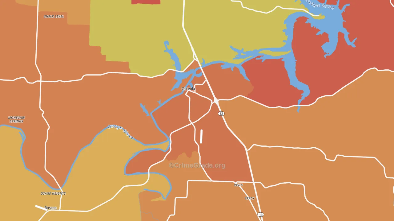 Osceola, MO Map of Drug-Related Crime Rates