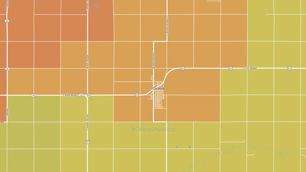 Osceola, NE Map of Drug-Related Crime Rates
