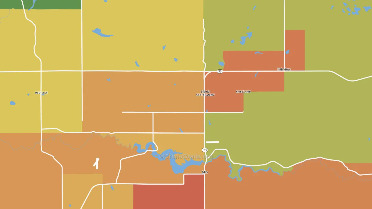 Oscoda County, MI Map of Drug-Related Crime Rates