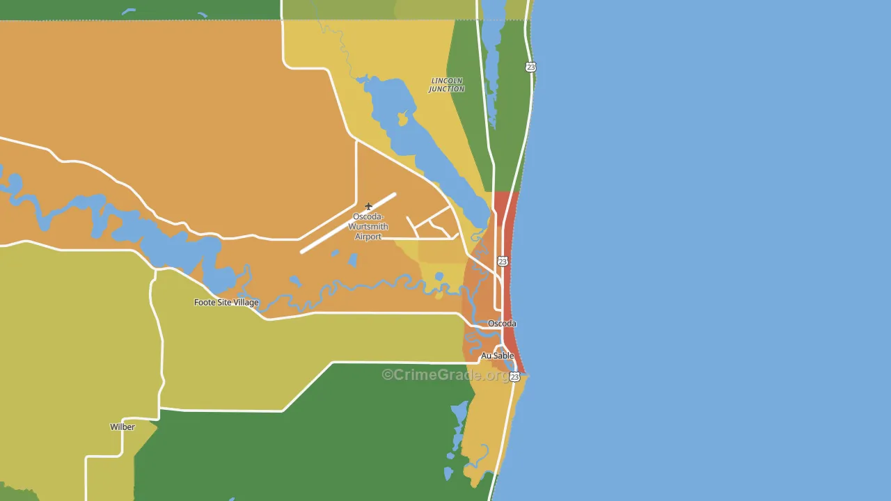 Oscoda, MI Map of Drug-Related Crime Rates