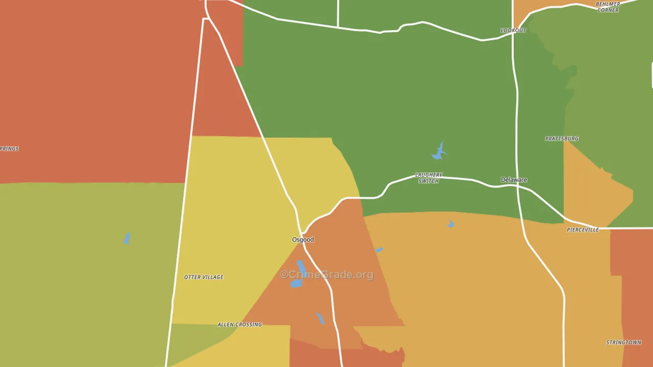 Osgood, IN Map of Drug-Related Crime Rates