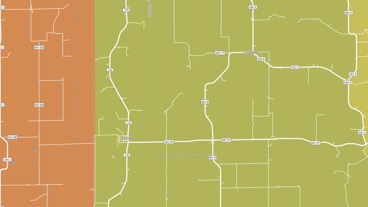 Osgood, MO Map of Drug-Related Crime Rates