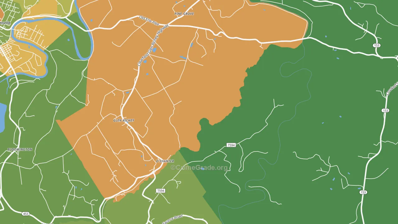Oshanter, PA Map of Drug-Related Crime Rates