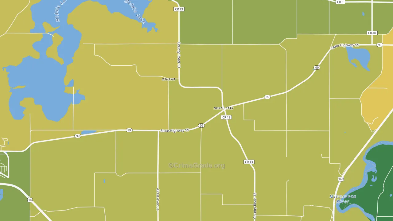 Oshawa, MN Map of Drug-Related Crime Rates