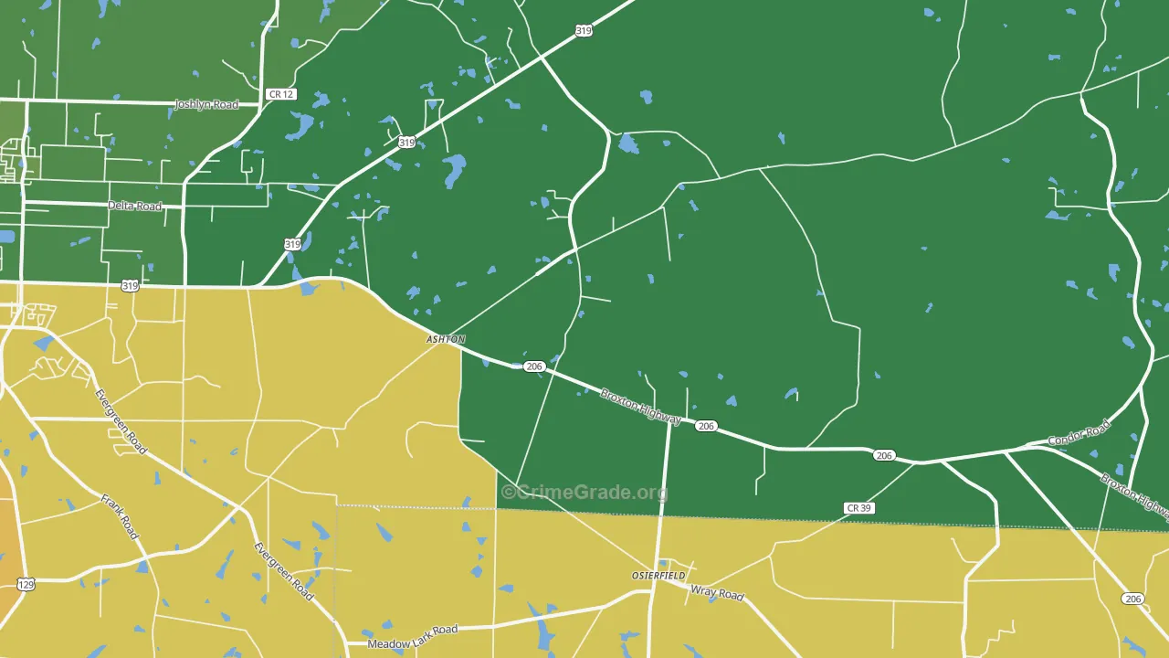 Osierfield, GA Map of Drug-Related Crime Rates