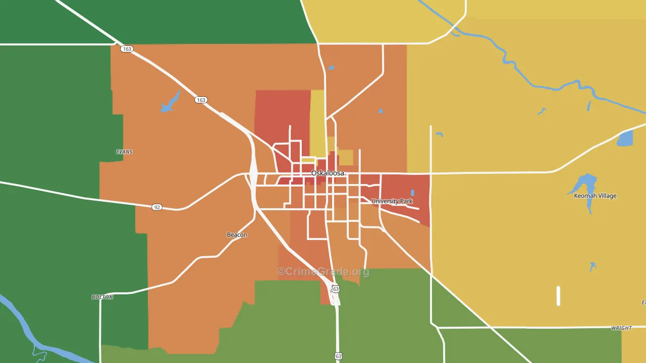 Oskaloosa, IA Map of Drug-Related Crime Rates