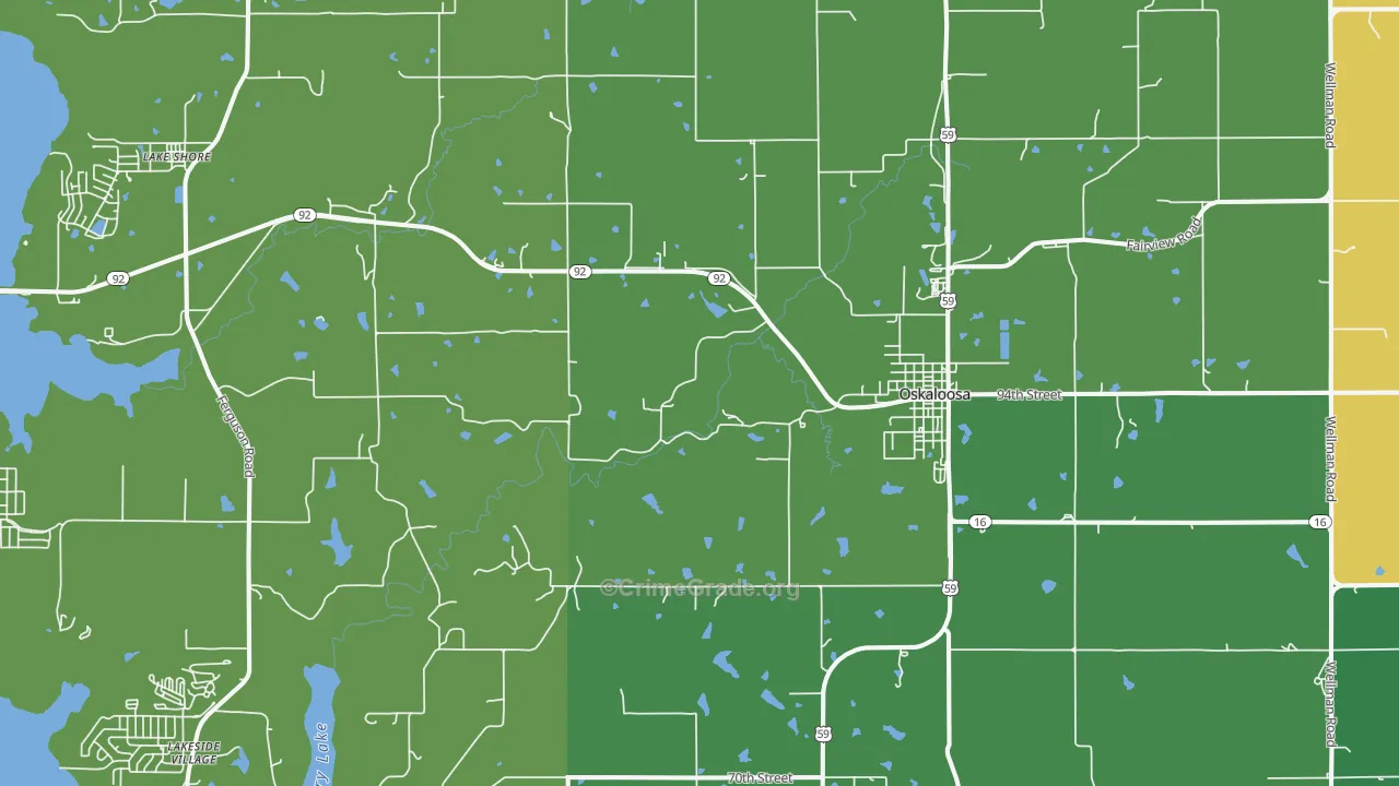 Oskaloosa, KS Map of Drug-Related Crime Rates