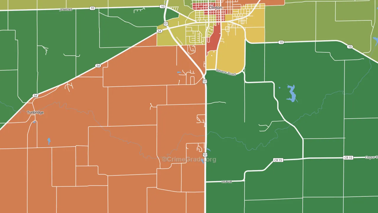 Ospur, IL Map of Drug-Related Crime Rates