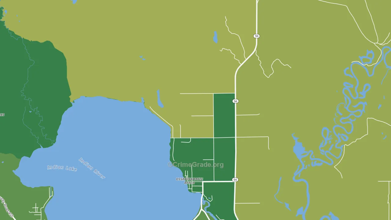 Ossawinamakee Beach, MI Map of Drug-Related Crime Rates