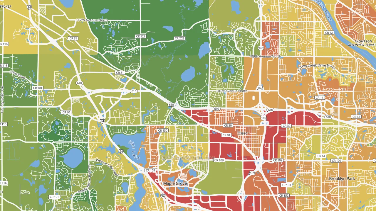 Osseo, MN Map of Drug-Related Crime Rates