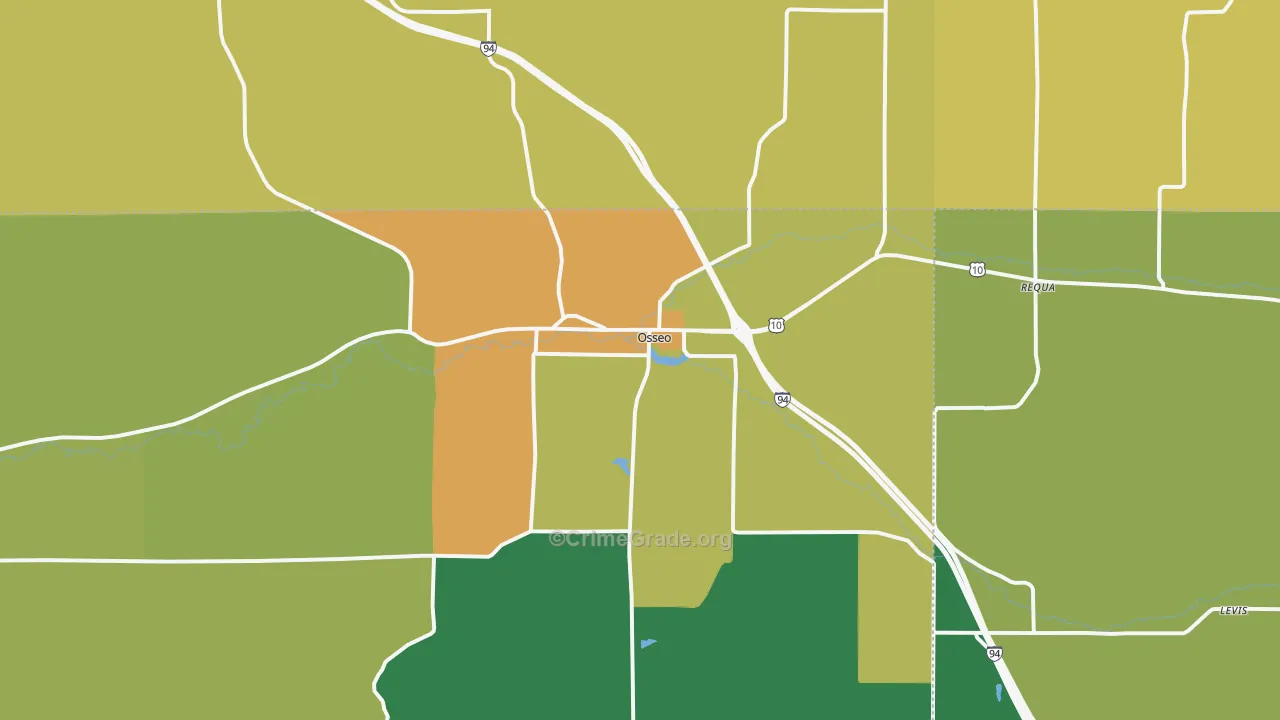 Osseo, WI Map of Drug-Related Crime Rates