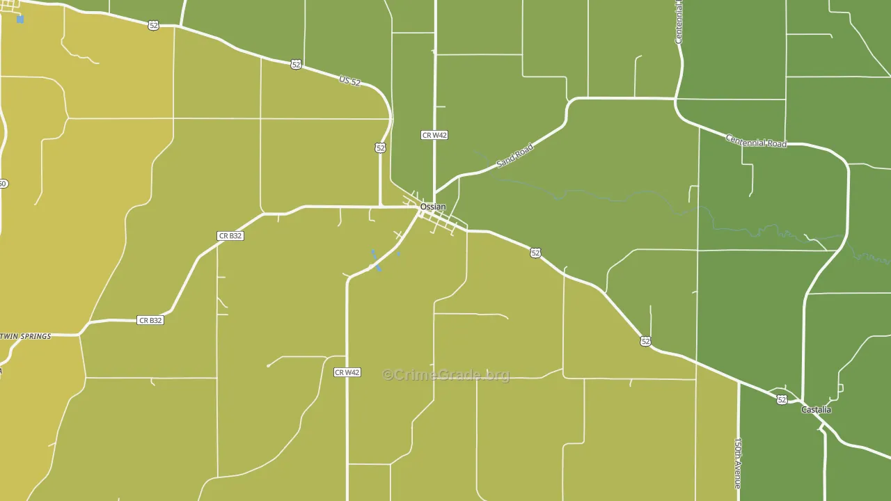 Ossian, IA Map of Drug-Related Crime Rates
