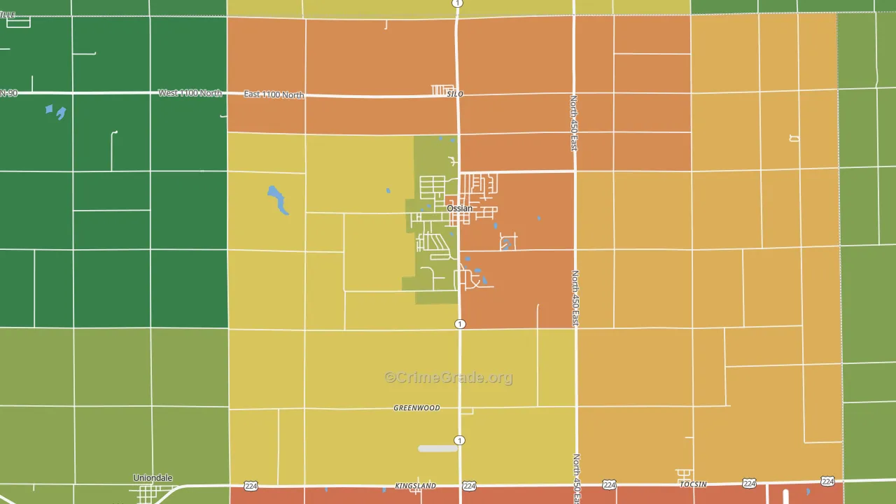 Ossian, IN Map of Drug-Related Crime Rates