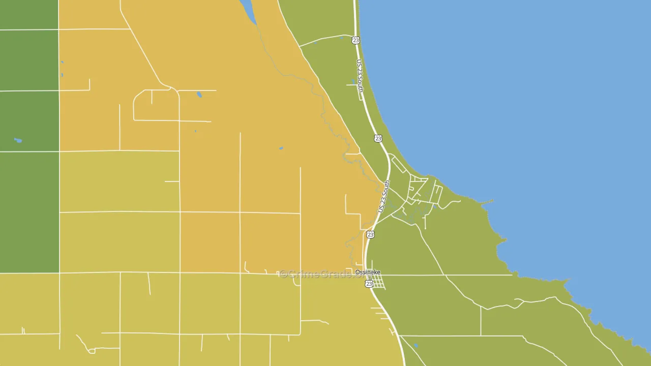 Ossineke, MI Map of Drug-Related Crime Rates