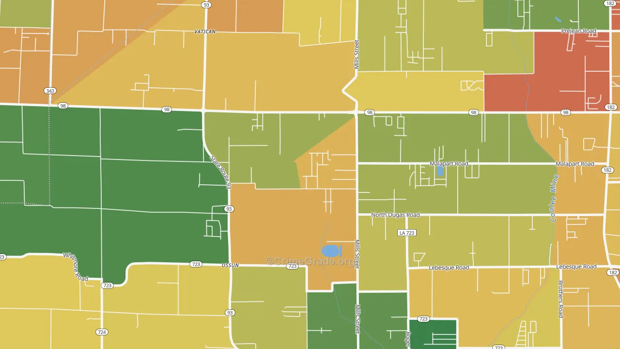 Ossun, LA Map of Drug-Related Crime Rates