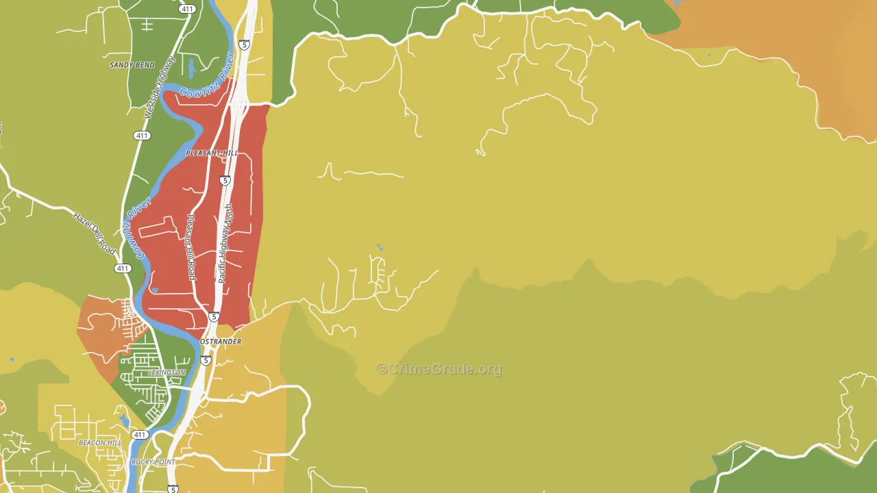 Ostrander, WA Map of Drug-Related Crime Rates