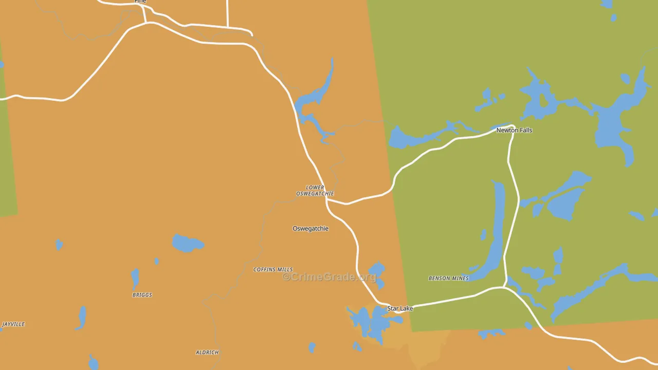 Oswegatchie, NY Map of Drug-Related Crime Rates