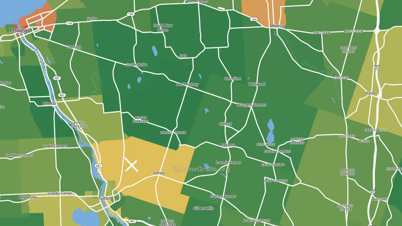 Oswego County, NY Map of Drug-Related Crime Rates