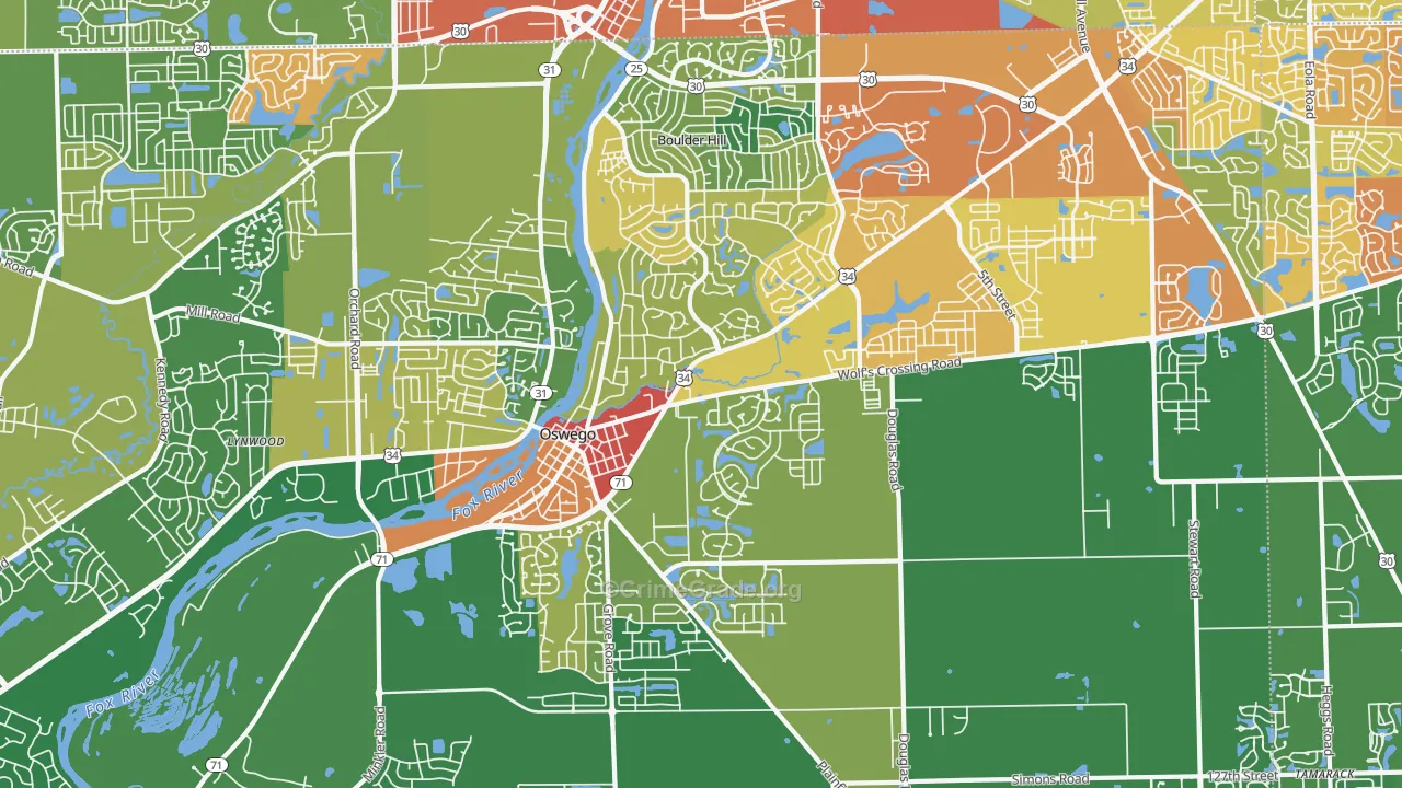 Oswego, IL Map of Drug-Related Crime Rates