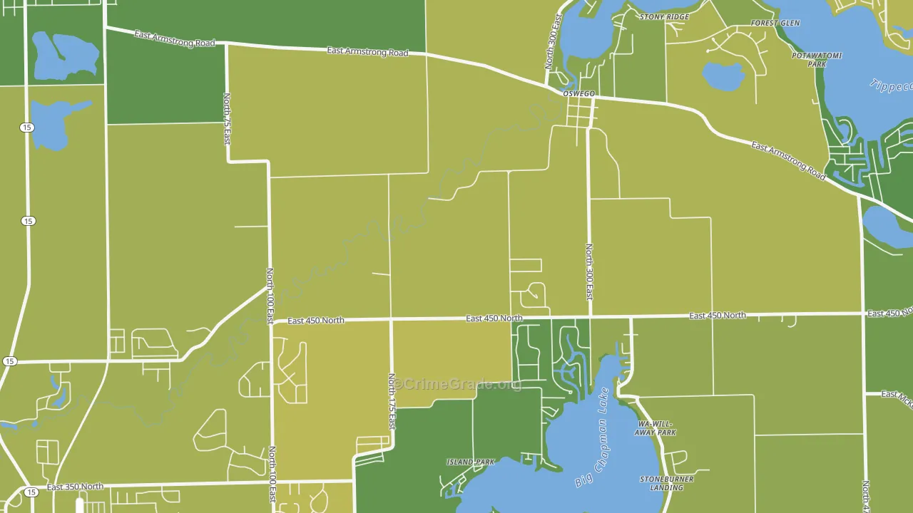 Oswego, IN Map of Drug-Related Crime Rates
