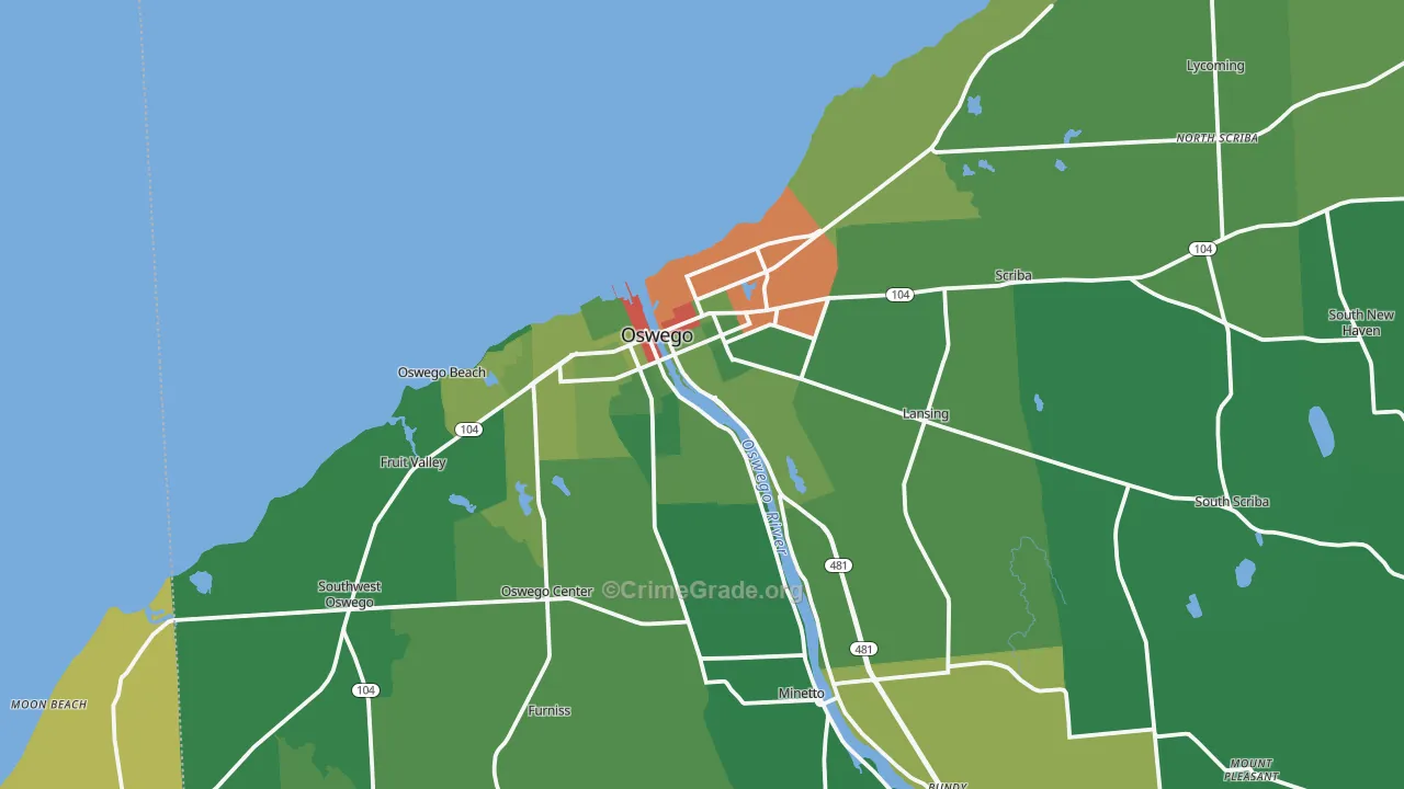 Oswego, NY Map of Drug-Related Crime Rates