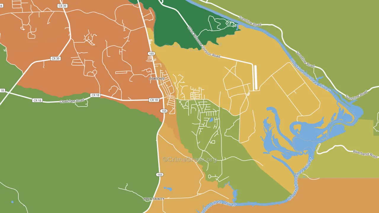 Oswichee, AL Map of Drug-Related Crime Rates