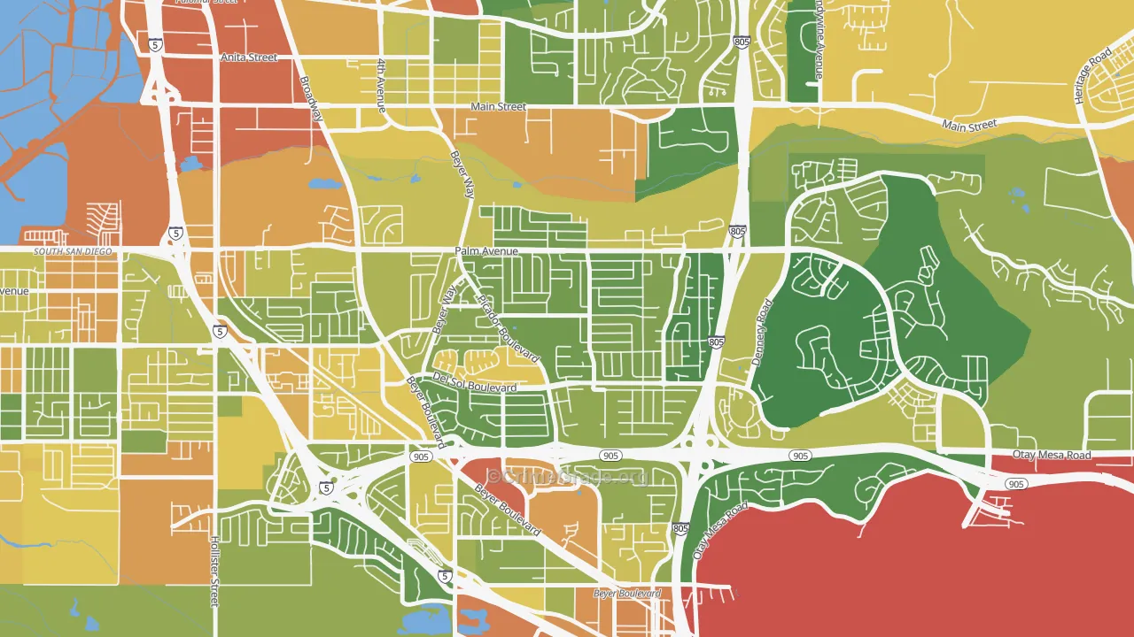 Otay Mesa West, San Diego, CA Map of Drug-Related Crime Rates