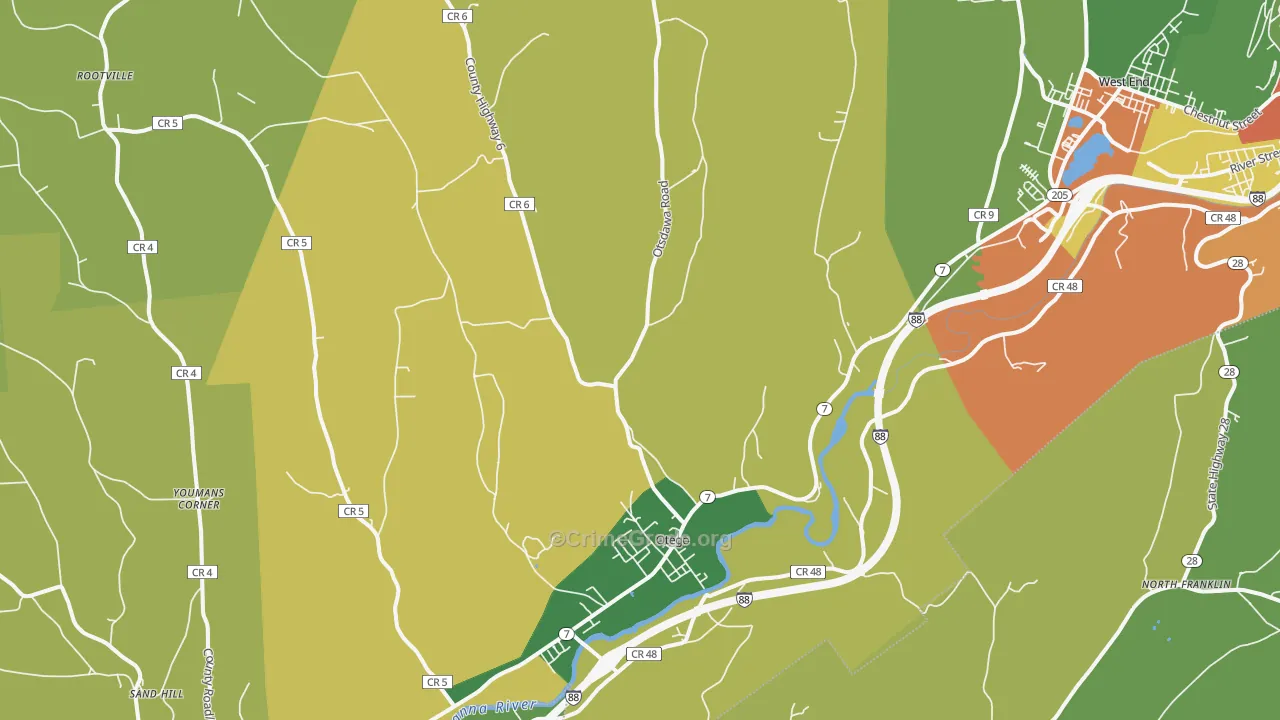 Otego, NY Map of Drug-Related Crime Rates