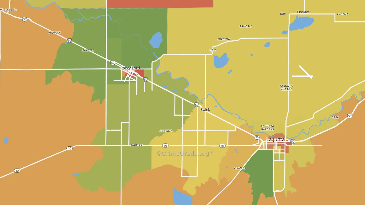 Otero County, CO Map of Drug-Related Crime Rates