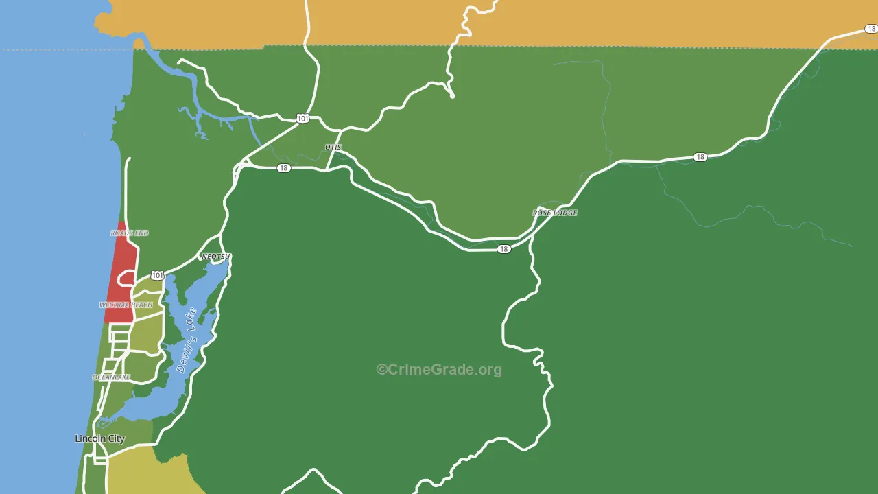 Otis, OR Map of Drug-Related Crime Rates