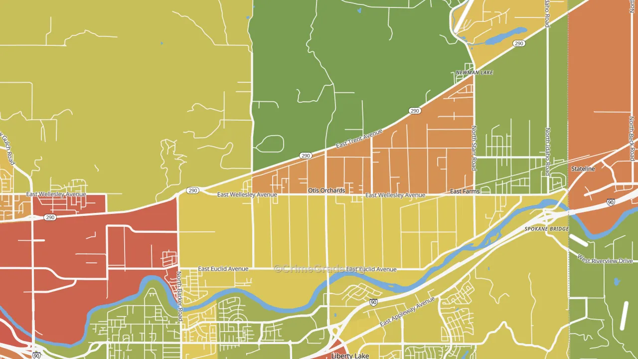 Otis Orchards, WA Map of Drug-Related Crime Rates