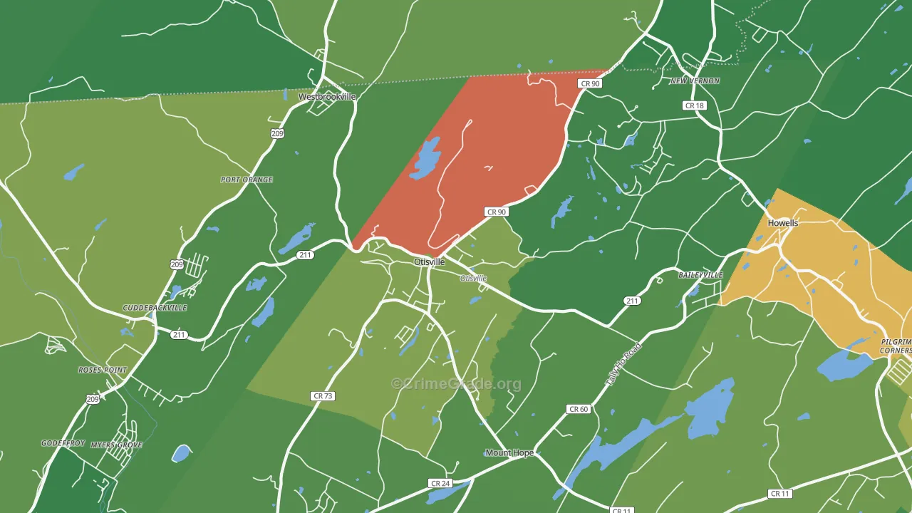 Otisville, NY Map of Drug-Related Crime Rates