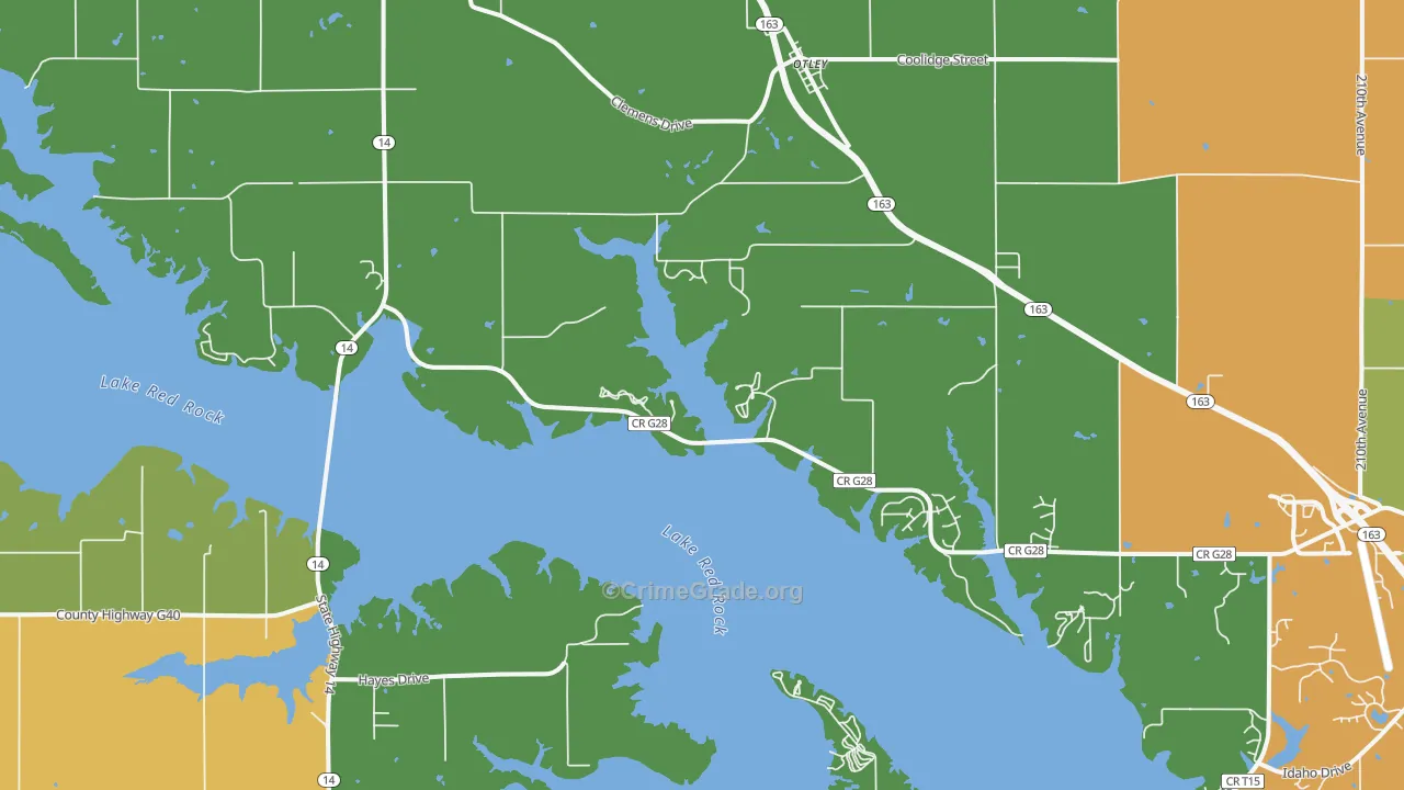 Otley, IA Map of Drug-Related Crime Rates