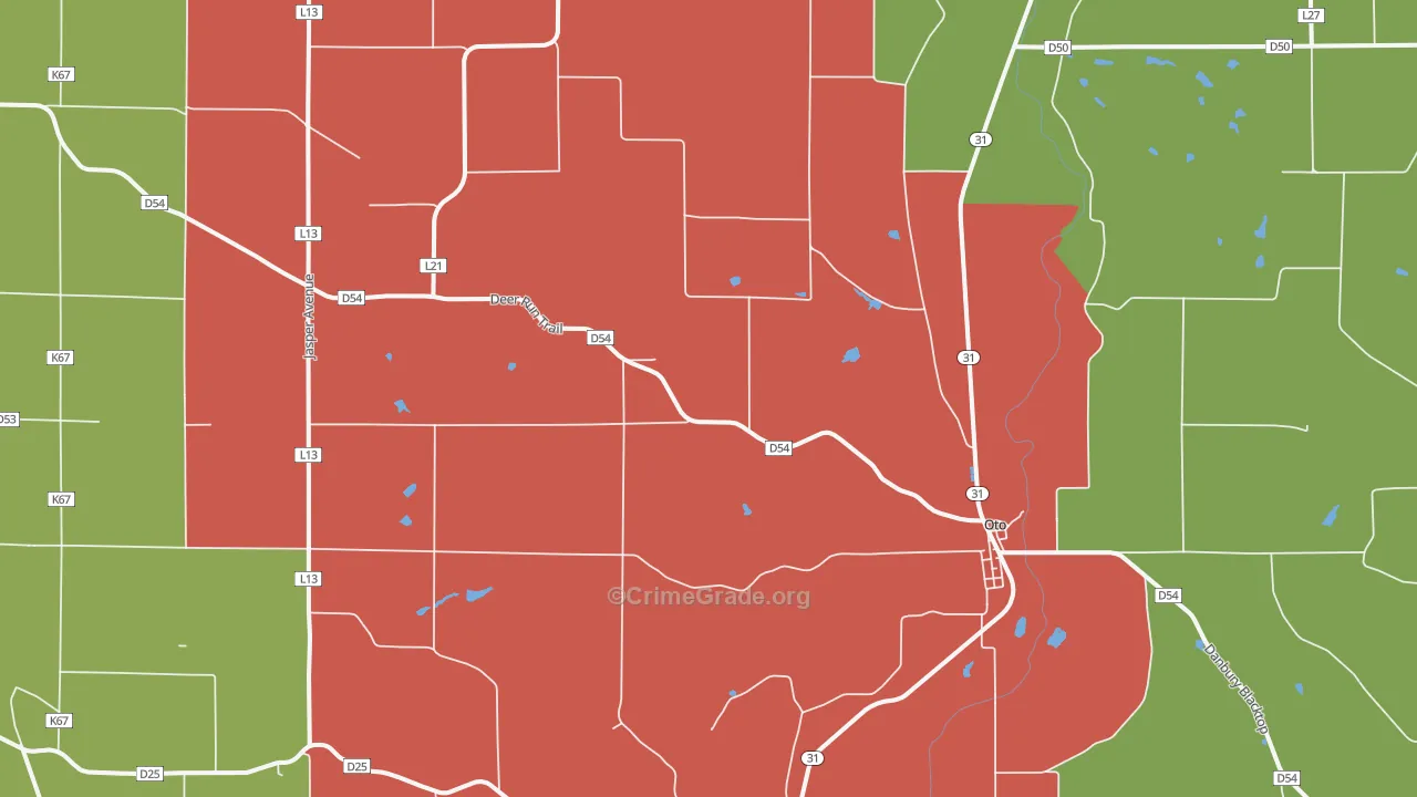 Oto, IA Map of Drug-Related Crime Rates