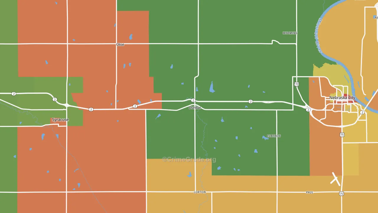 Otoe County, NE Map of Drug-Related Crime Rates