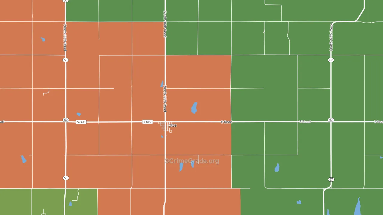 Otoe, NE Map of Drug-Related Crime Rates