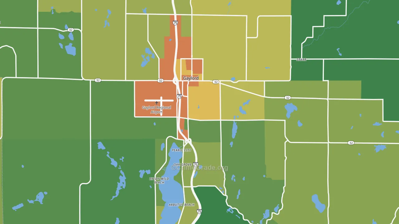 Otsego County, MI Map of Drug-Related Crime Rates