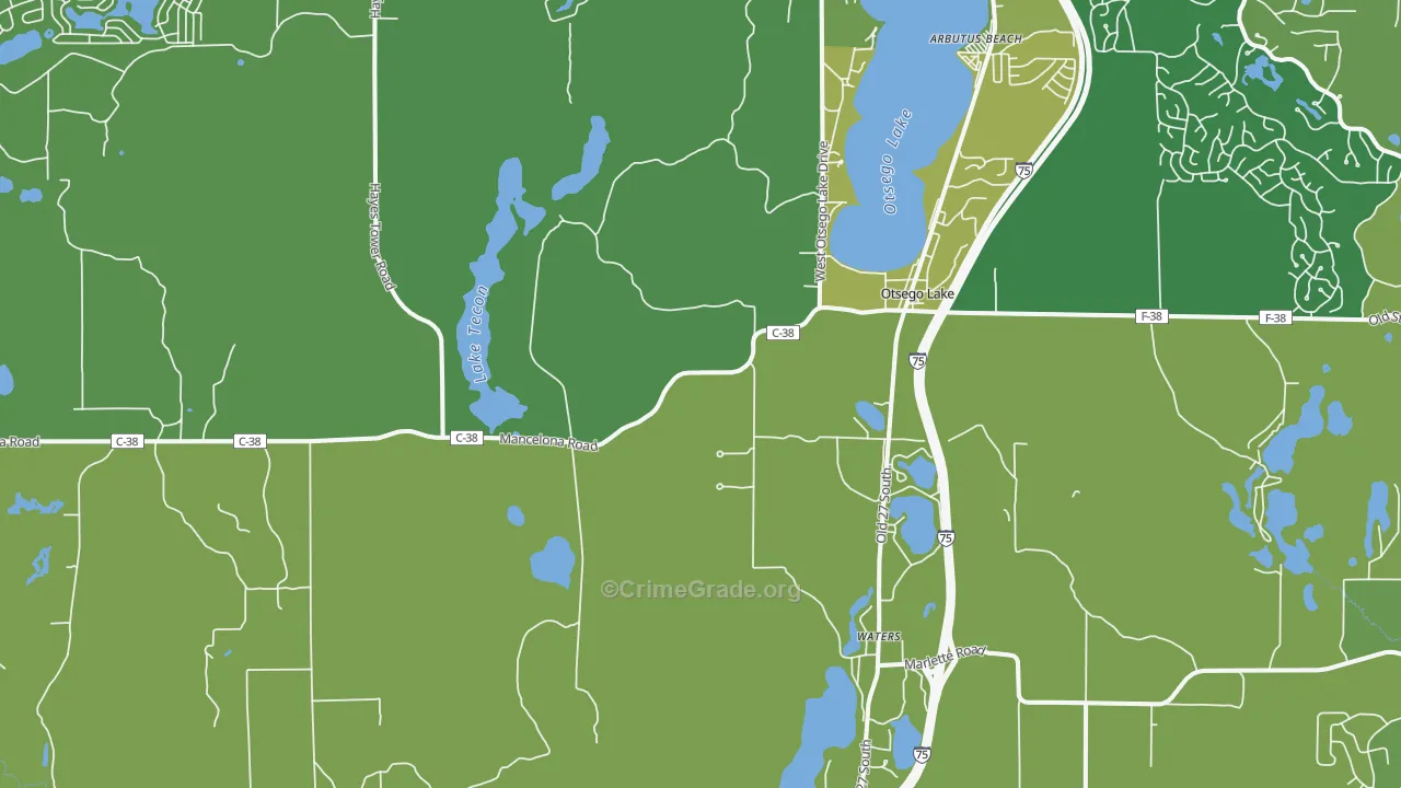 Otsego Lake, MI Map of Drug-Related Crime Rates
